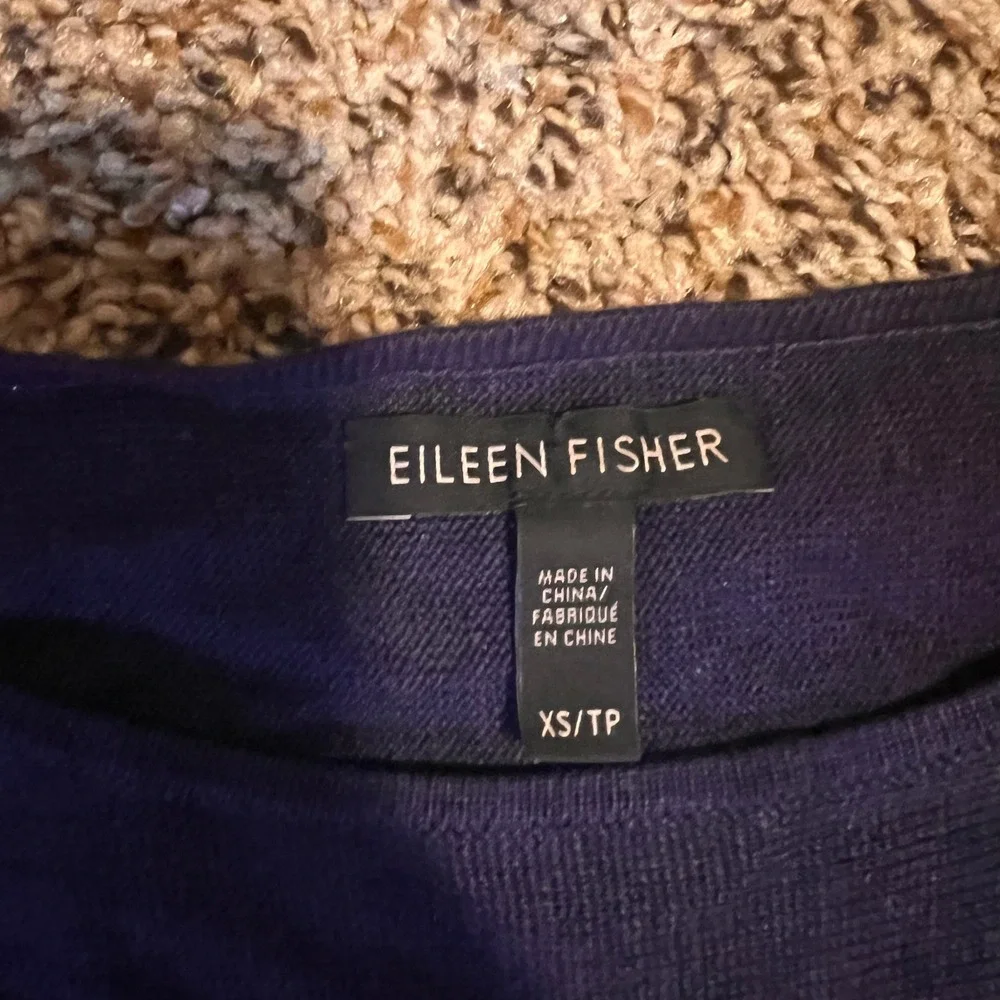 Eileen Fisher Purple Merino Wool Blend Asymmetrical Hem Long Sleeve Tunic Top XS